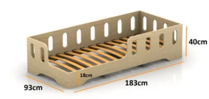 Dimensions du lit en bois pour enfants TILA 1