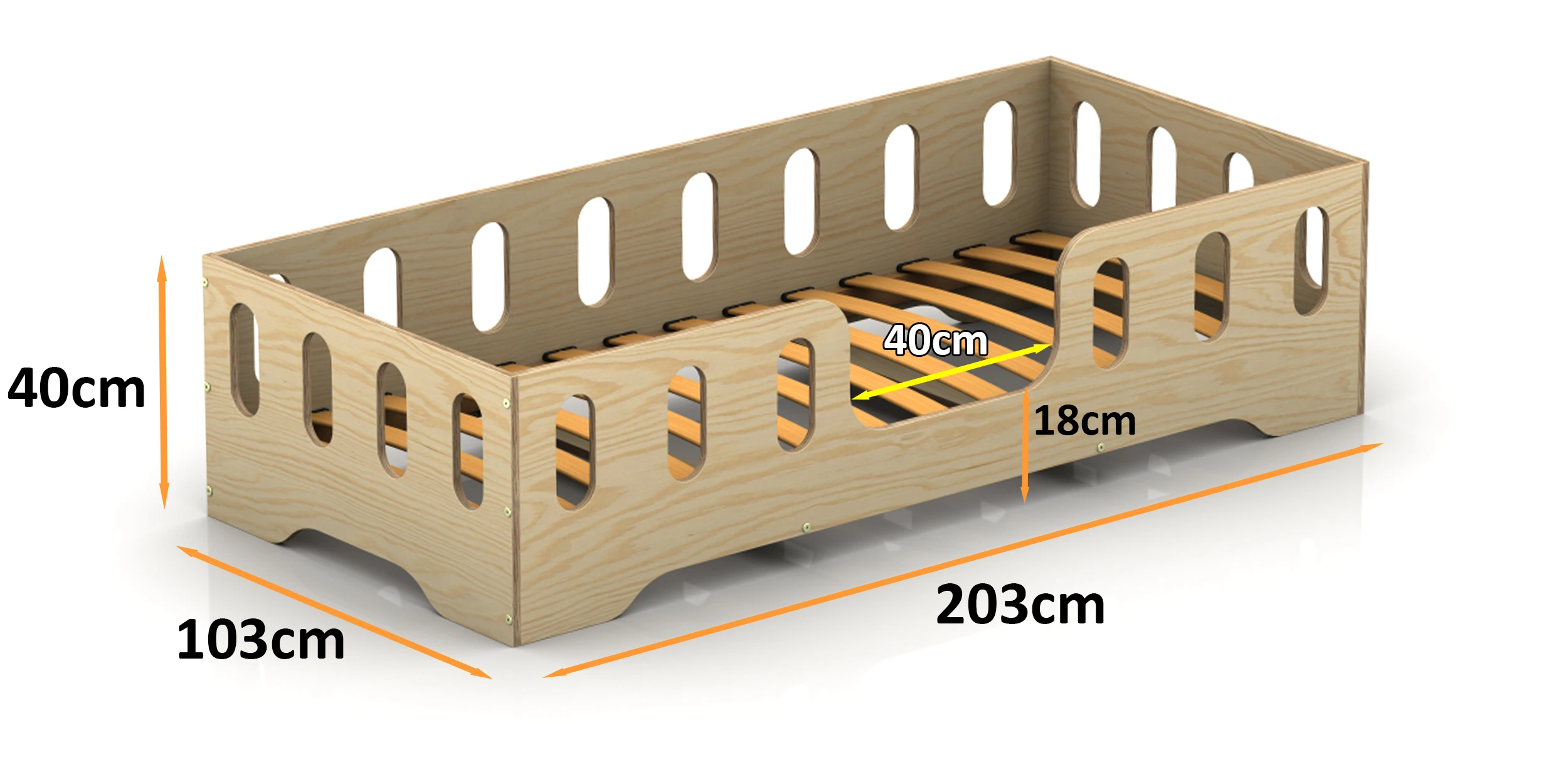 Dimensions du lit en bois pour enfants TILA 2