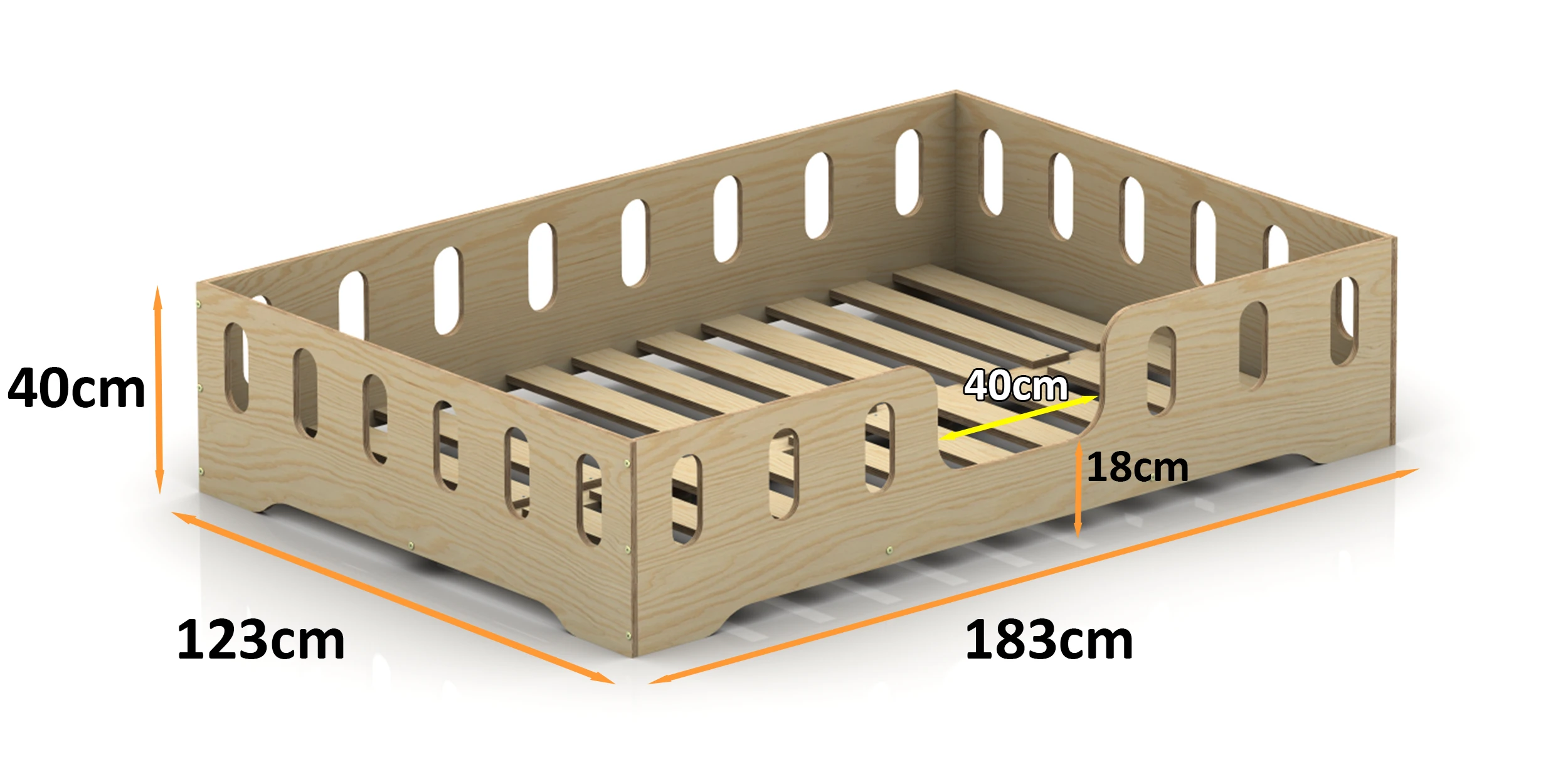 Dimensions du lit en bois pour enfants TILA 2