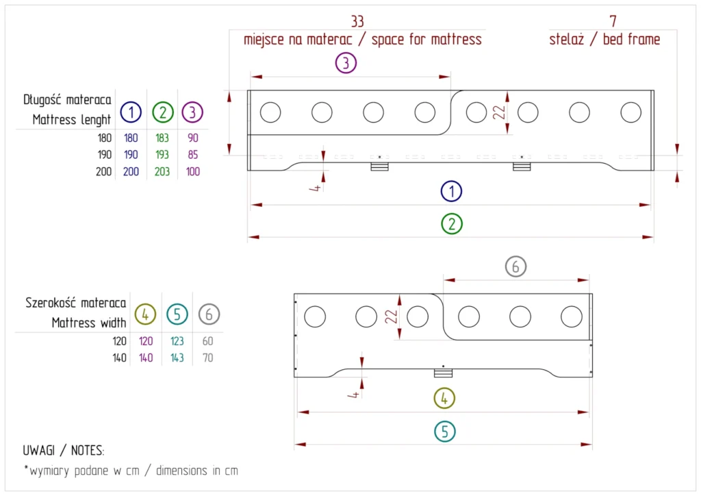 Dessin technique du lit TILA 5