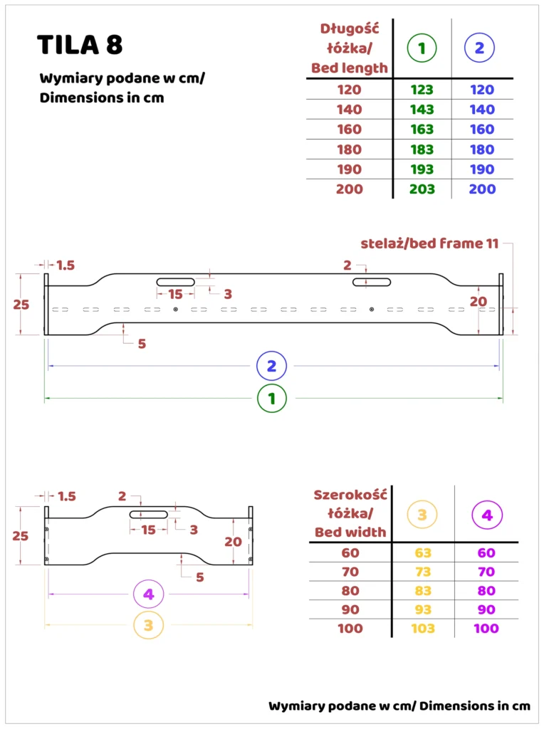 Dessin technique du lit TILA 8
