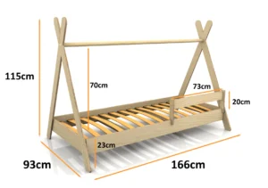 Dimensions du lit en bois pour enfants TIPI