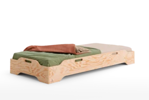 Lit en bois en contreplaqué de pin couleur bois naturel sans barrières