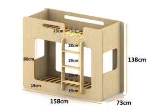 Dimensions du lit superposé en bois pour enfants MIMI