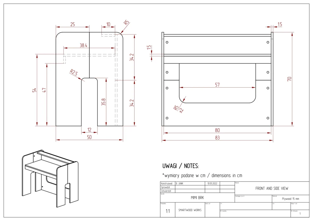 Dessin technique du bureau pour enfants MIMI BR