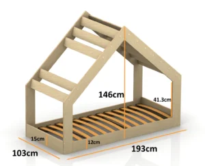 Dimensions du lit en bois pour enfants de style maison MOON G