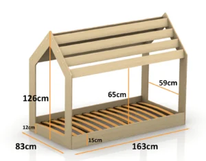 Dimensions du lit en bois pour enfant de style maison MOON M