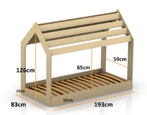 Dimensions du lit en bois pour enfant de style maison MOON M