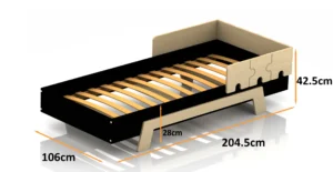 Dimensions du lit en bois pour enfants PUZZLE BR1