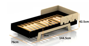 Dimensions du lit en bois pour enfants PUZZLE BR1