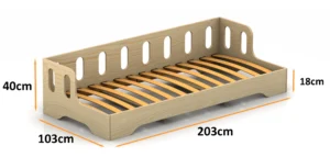 Dimensions du lit en bois pour enfants TILA 1S