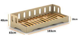 Dimensions du lit en bois pour enfants TILA 1S