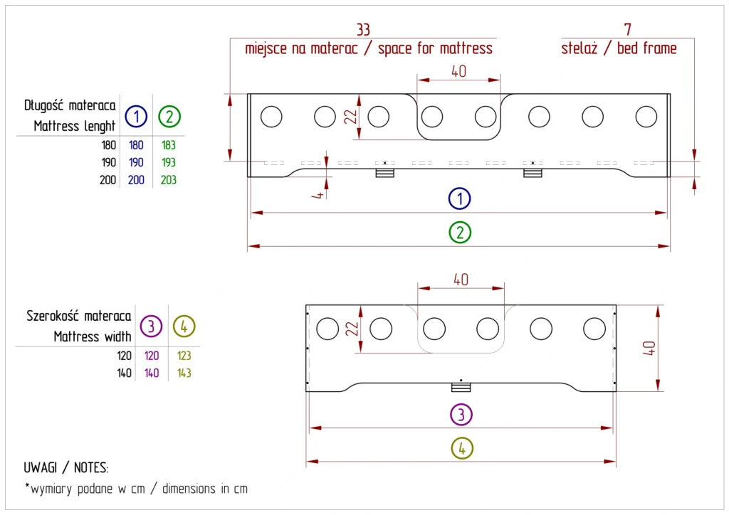 Dessin technique du lit TILA 4