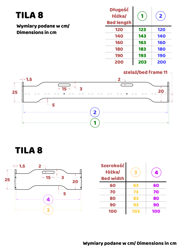 Dessin technique du lit TILA 8