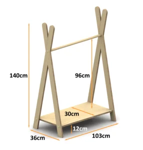 Dimensions du portemanteau en bois pour enfants TIPI