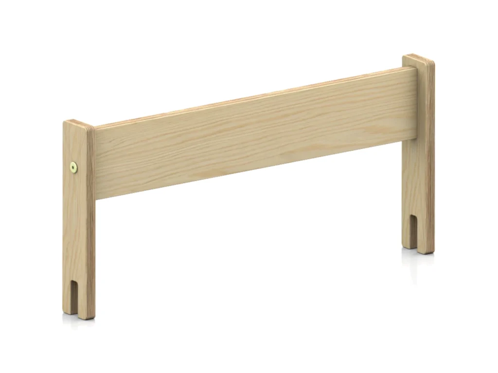 Barrière de protection en bois pour lit d’enfant fabriquée en contreplaqué de pin de couleur bois naturel