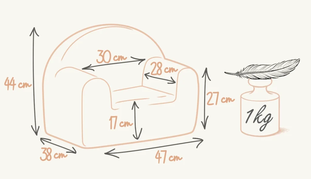 Dimensions et poids du fauteuil enfant BUBU