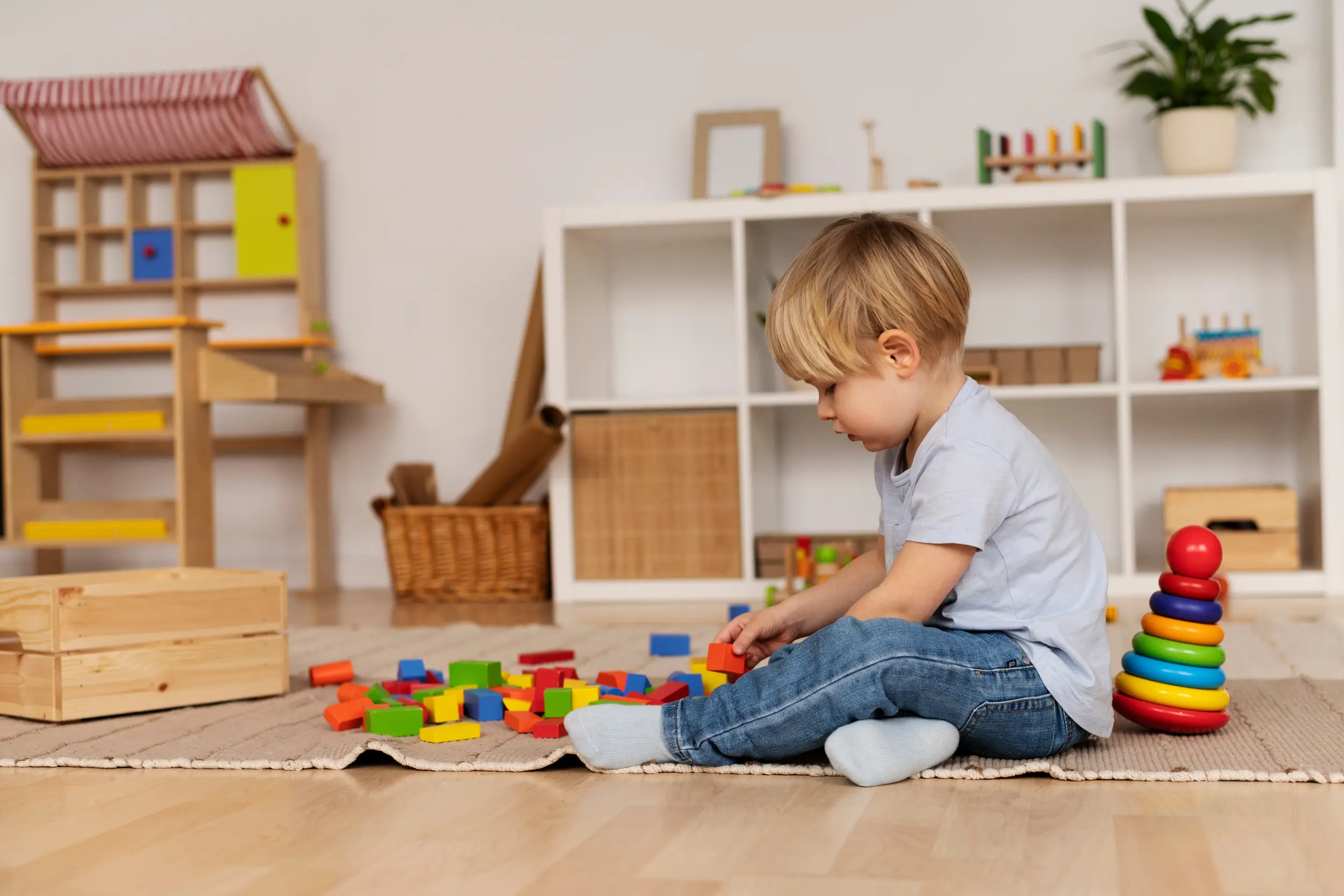 Lit simple bas en bois pour enfants avec sommier TILA 7 Montessori