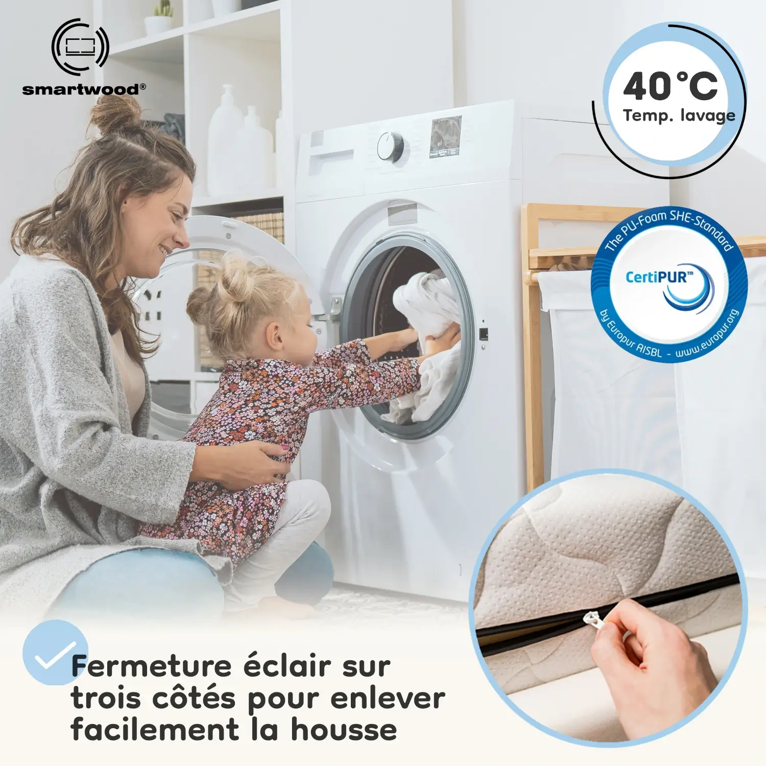 Ensemble Matelas en mousse 12 cm et Drap-housse pour enfant – Fermeté moyenne (H2)