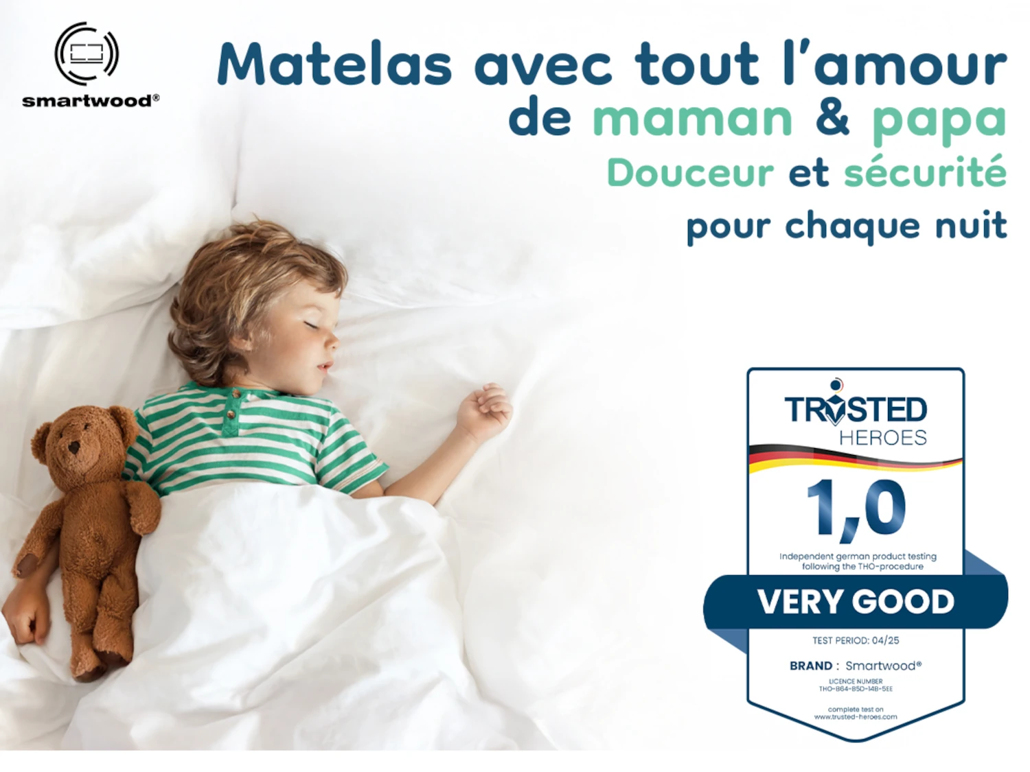Matelas en mousse Smart Comfort pour enfants 14 cm Dureté moyenne H2 – Taille XL