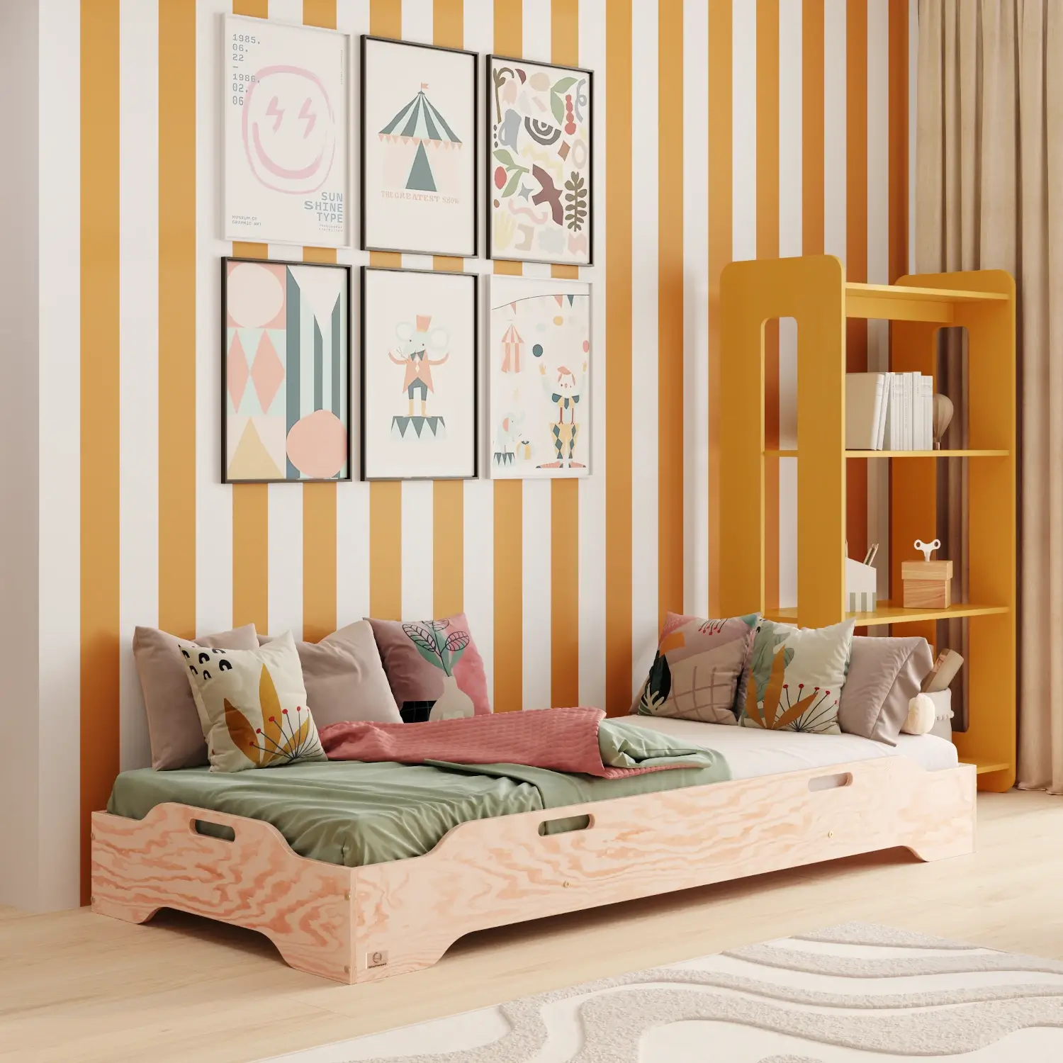 Lit simple bas en bois pour enfant avec sommier TILA 8 Montessori