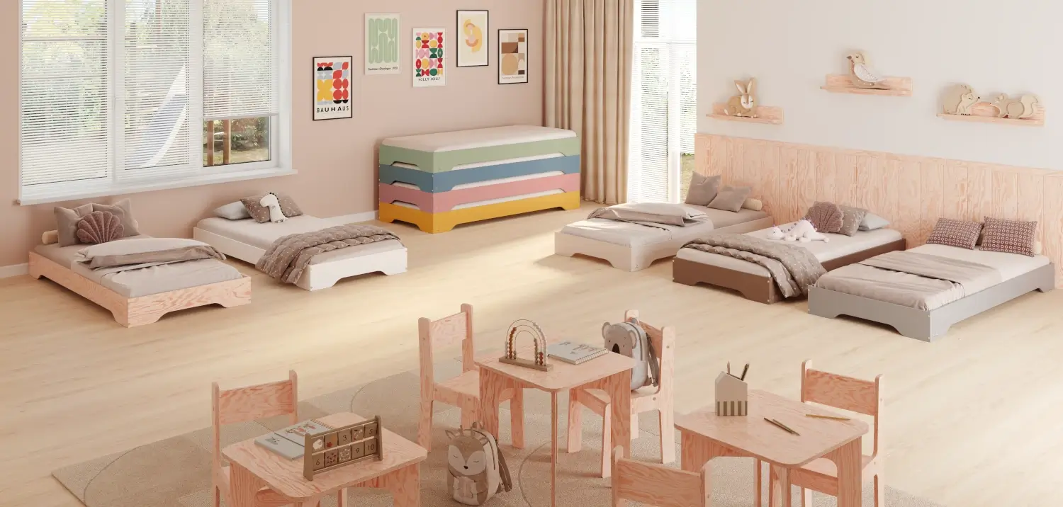 Lit simple bas en bois pour enfants avec sommier TILA 7 Montessori