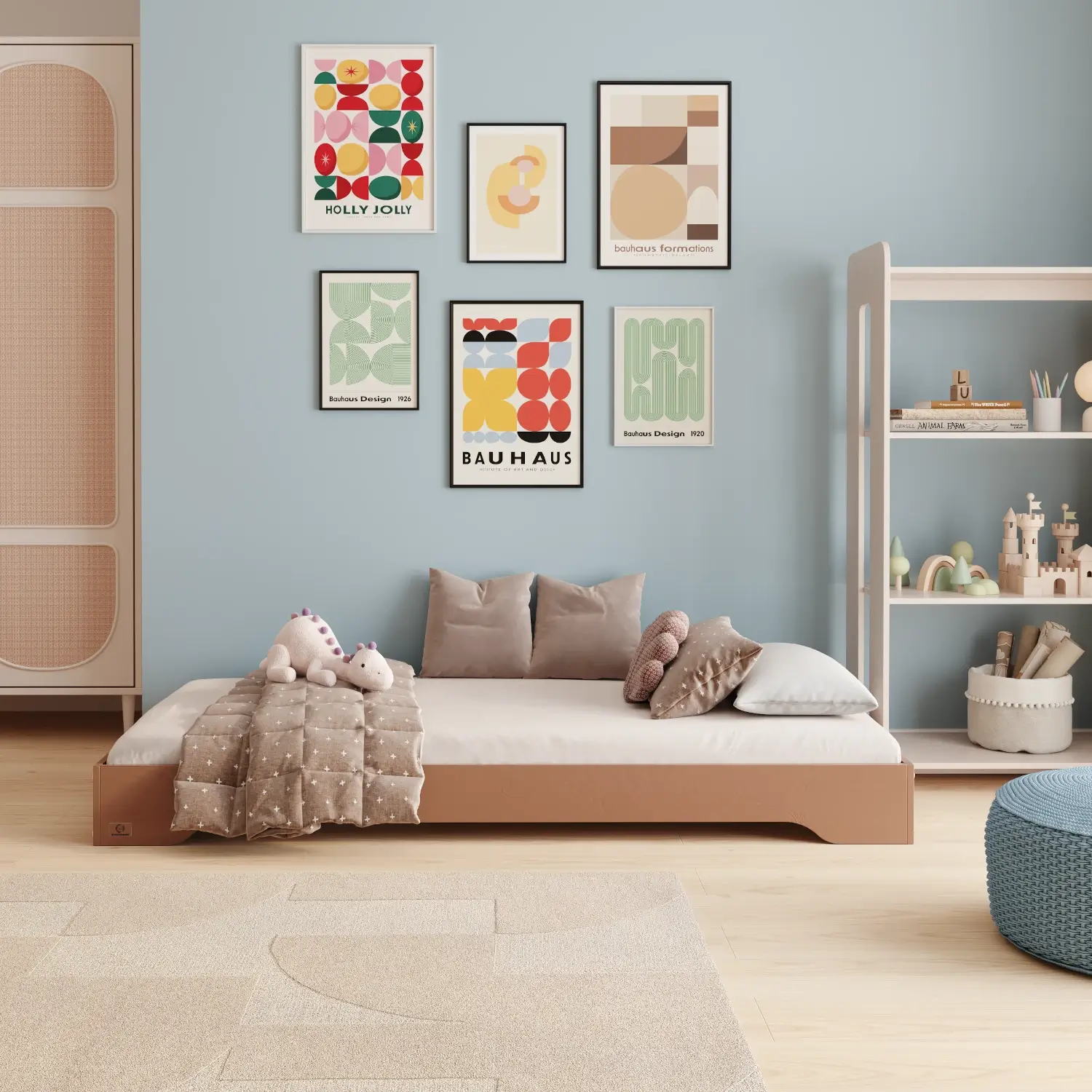 Lit simple bas en bois pour enfants avec sommier TILA 7 Montessori