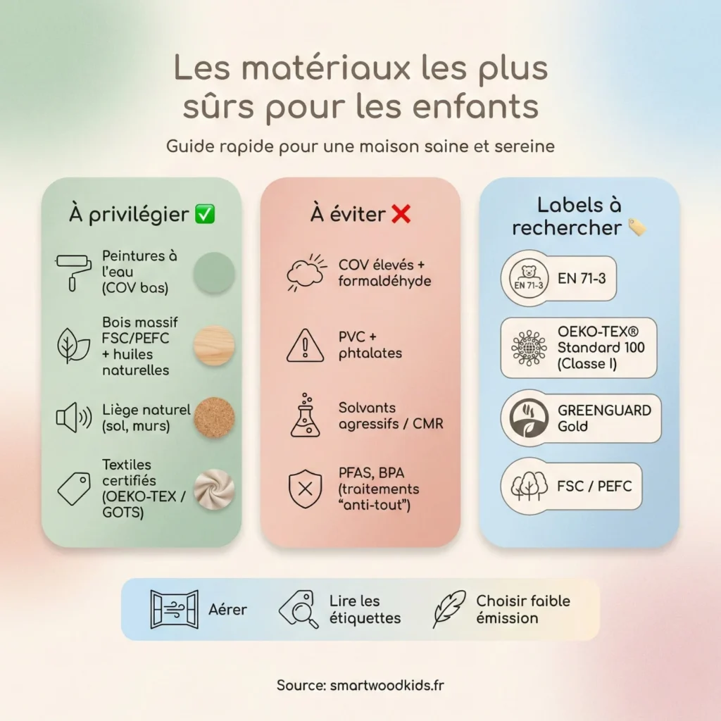 Infographie Les Matériaux les Plus Sûrs pour les Enfants - Votre Guide pour une Maison Saine et Sereine
