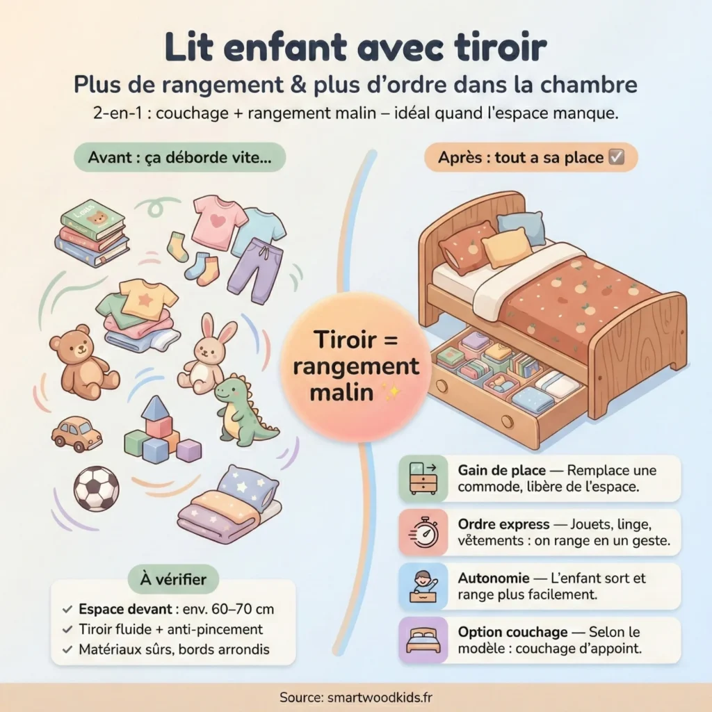 infographie Le lit enfant avec tiroir la super idée pour la chambre de votre petit bout